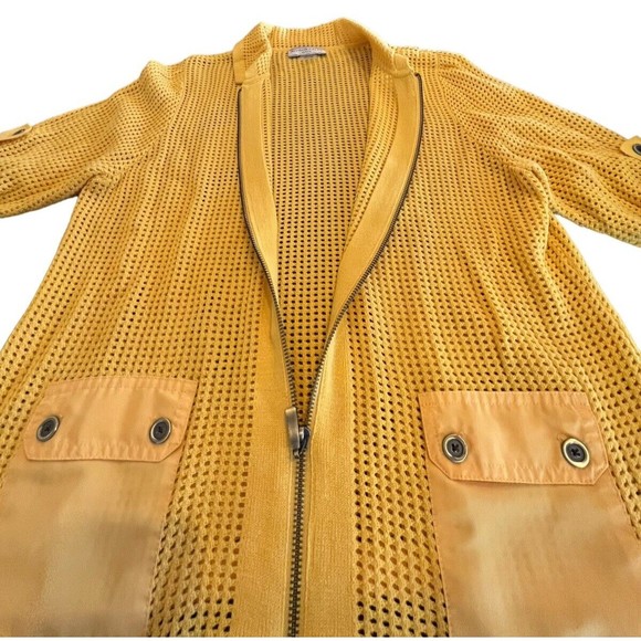 Allison Daley Golden Rod Crochet Shirt Jacket Roll Tab Sz Petite M Zip - Picture 4 of 6